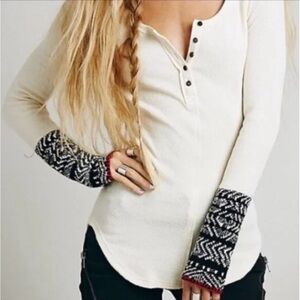 Free People - Alpine Cuff Henley Long Sleeve - Size S/P